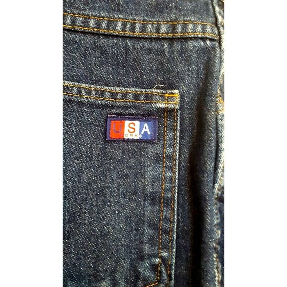 USA Works Mens Jeans 52 X 31 Blue Denim Straight Leg Zip Fly - Picture 7 of 7